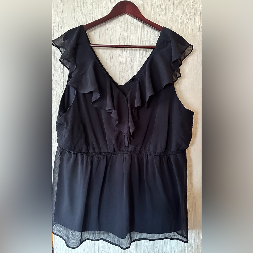 Black Ruffle Chiffon Babydoll Tank